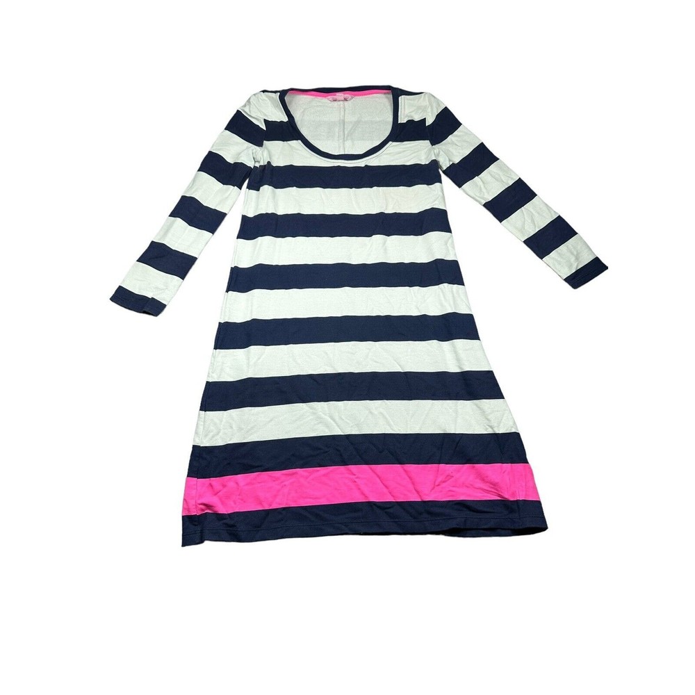 Lilly Pulitzer‎ Dress Womens XXS Navy Blue White Pink Striped Devon Shift